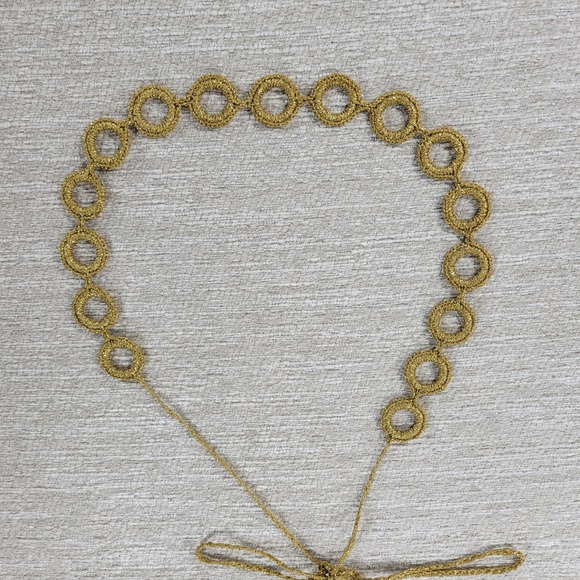 Vintage y2k Italian Gold Metallic Yarn Belt Circle Link Tassels Disco Boho main image 10
